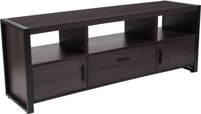 Thompson Collection Charcoal Wood Grain Finish TV Stand and Media Console with Black Metal Frame