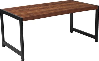Grove Hill Collection Rustic Wood Grain Finish Coffee Table with Black Metal Frame
