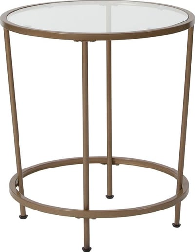 Astoria Collection Glass End Table with Matte Gold Frame