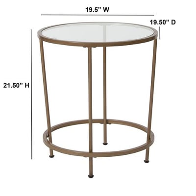 Astoria Collection Glass End Table with Matte Gold Frame
