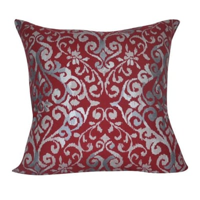 Loom & Mill P0347-2222P Red Damask Decorative Pillow, 22 x 22