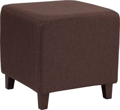 Ascalon Upholstered Ottoman Pouf in Brown Fabric