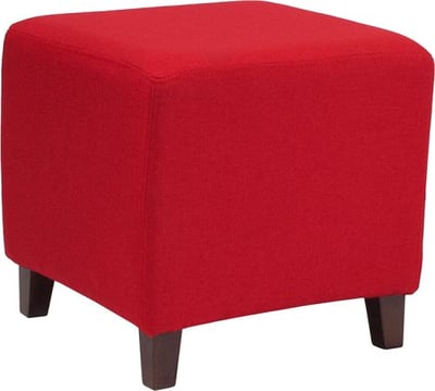 Ascalon Upholstered Ottoman Pouf in Red Fabric