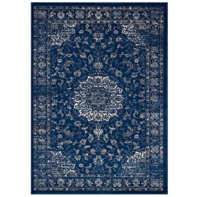 Modway R-1127A-58 Lilja Area Rug, 5x8, Moroccan Blue, Beige and Ivory