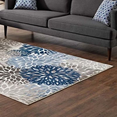 Modway R-1133A-58 Calithea Vintage Classic Abstract Floral Area Rug, 5x8, Blue/Brown/Beige