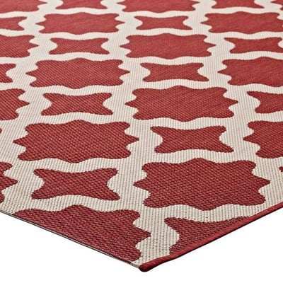 Modway R-1139E-810 Cerelia Moroccan Trellis Indoor and Outdoor Area Rug, 8X10, Red and Beige