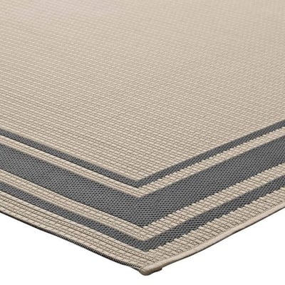 Modway R-1140D-810 Rim Area Rug Solid Border Borderline 8x10 Indoor and Outdoor, 8' x 10', Gray and Beige