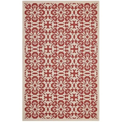 Modway R-1142D-58 Ariana Vintage Floral Trellis Indoor and Outdoor Area Rug, 5X8, Red and Beige