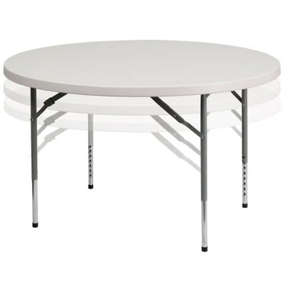 4-Foot Round Height Adjustable Granite White Plastic Folding Table