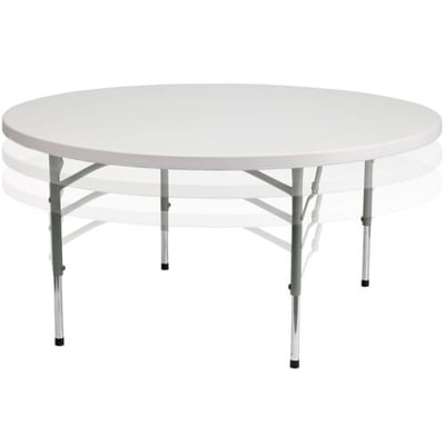 5-Foot Round Height Adjustable Granite White Plastic Folding Table