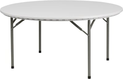 White Plastic Folding Table  60'' Round Granite White Plastic Folding Table