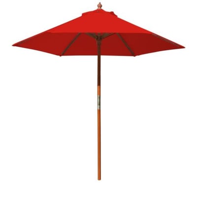 AAA Best 7 Feet Brolliz Round Wood Market Umbrella - Outdoor Garden Patio Umbrella (Red)