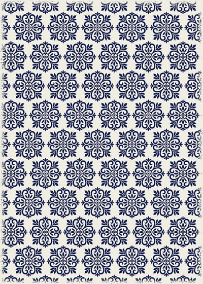 Table in a Bag RUG1B46 Vinyl Rug, 4'x6', Blue and White