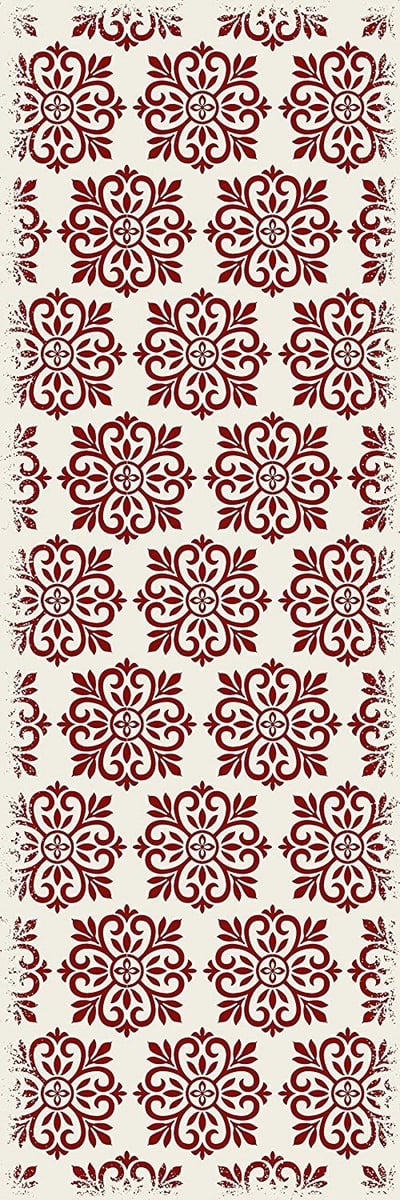 Table in a Bag RUG1R26 Vinyl Rug, 2'x6', Red & White