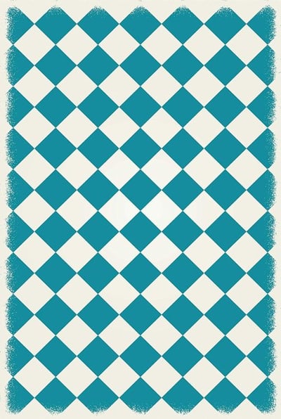 Table in a Bag RUG6T46 Vinyl Rug, 4'x6', Teal and White