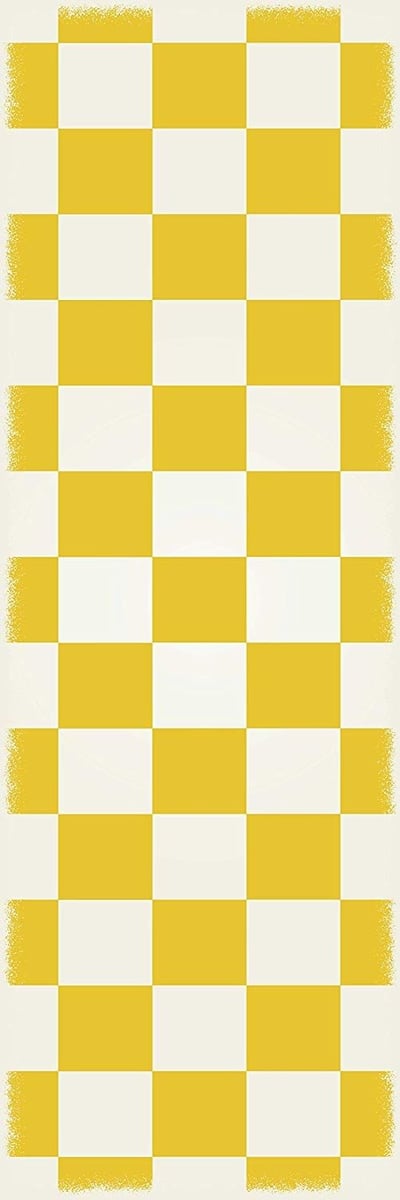 Table in a Bag RUG7Y26 Vinyl Rug, 2'x6', Yellow & White