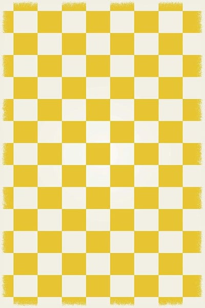 Table in a Bag RUG7Y46 Vinyl Rug, 4'x6', Yellow & White