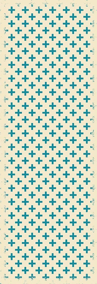 Table in a Bag RUG8T26 Vinyl Rug, 2'x6', Teal and White