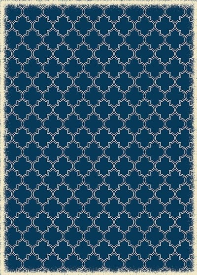 Table in a Bag RUG9B57 Vinyl Rug, 5'x7', Blue and White