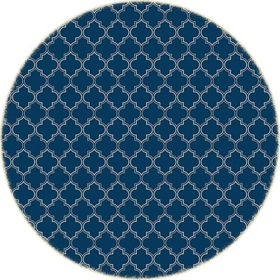 Table in a Bag RUGC9B55 Vinyl Rug, 5'x5', Blue and White