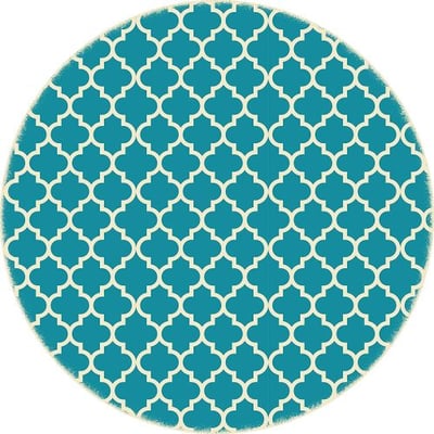 Table in a Bag RUGC9T55 Vinyl Rug, 5'x5', Teal & White