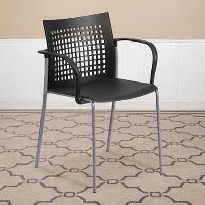 HERCULES Series 551 lb. Capacity Black Stack Chair with Air-Vent Back and Arms