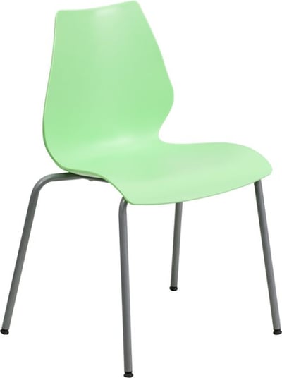 HERCULES Series 770 lb. Capacity Green Stack Chair with Lumbar Support and Silver Frame