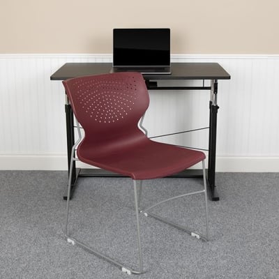 HERCULES Series 661 lb. Capacity Burgundy Full Back Stack Chair with Gray Powder Coated Frame
