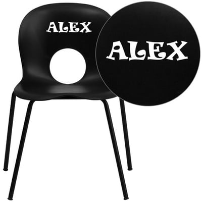 Personalized HERCULES Series 770 lb. Capacity Designer Black Plastic Stack Chair with Black Frame