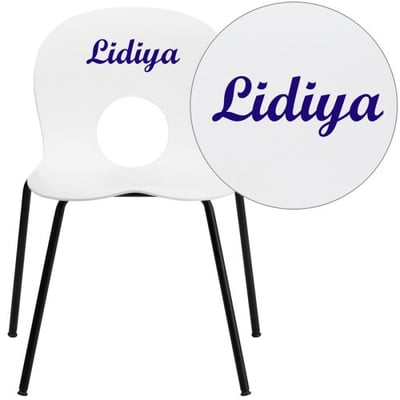 Personalized HERCULES Series 770 lb. Capacity Designer White Plastic Stack Chair with Black Frame