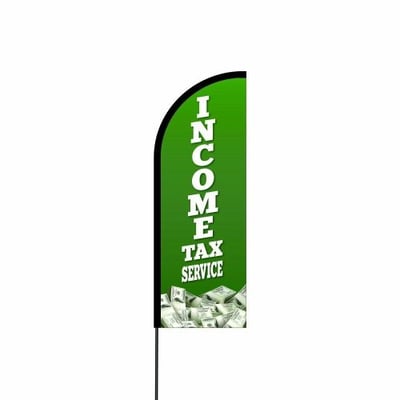 Income Tax Service Flag Imprinted Flex Banner, Carbon Composite Pole Kit  17 Feet