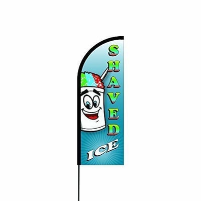 Shaved Ice Flag Imprinted Flex Banner, Carbon Composite Pole Kit 11 Ft