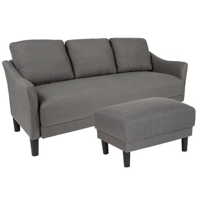 Asti Upholstered Sofa and Ottoman in Dark Gray Fabric
