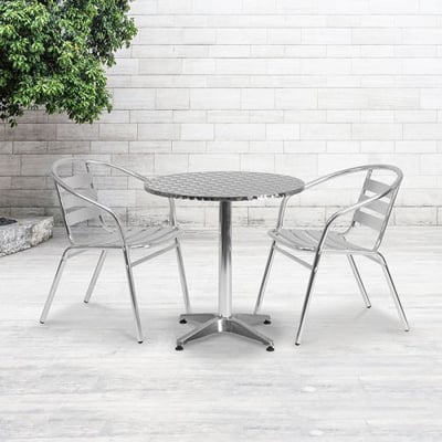 27.5'' Round Aluminum Indoor-Outdoor Table with Base