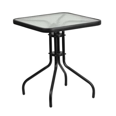 23.5'' Square Tempered Glass Metal Table