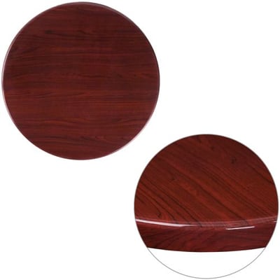 24'' Round High-Gloss Mahogany Resin Table Top with 2'' Thick Drop-Lip