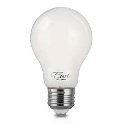 Euri Lighting VA19-3020ef LED A19, Warm White 2700K, Dimmable, 8W (60W Equivalent) 800lm, Frosted Glass, Medium Base (E26), UL & Energy Star Listed