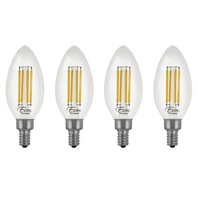 Euri Lighting VB10-3000cec-4 LED Filaments, Dimmable, Soft White 3000K, 5.5W (60W Equal), 500lm, E12 Base, Enclosed and Wet Rated
