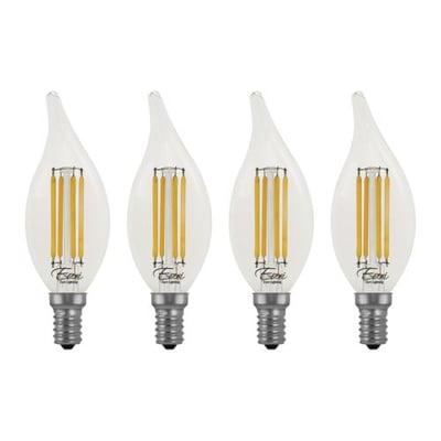 Euri Lighting VBA10-3020e-4 LED Filaments, Dimmable, Warm White 2700K, 4.5W (60W Equal), 500lm, E12 Base, Enclosed and Wet Rated