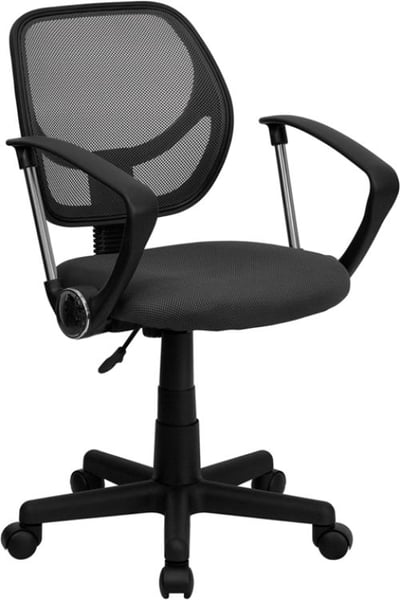Low Back Gray Mesh Swivel Task Office Chair with Arms