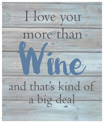 String Light Company I Love You More Than Wine an That's Kind of a Big Deal-Wash Out Grey Background Wall Hanging, 10