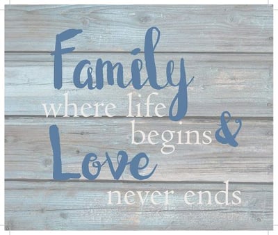 String Light Company Family Where Life Begins & Love Never Ends-Wash Out Grey Background Wall Hanging, 10