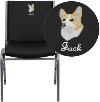 Embroidered HERCULES Series Heavy Duty Black Vinyl Stack Chair