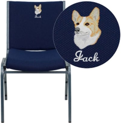 Embroidered HERCULES Series Heavy Duty Navy Blue Dot Fabric Stack Chair