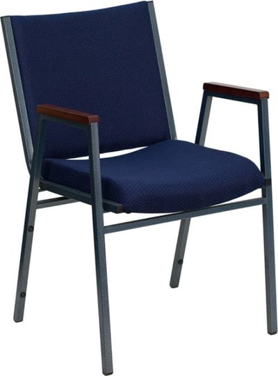 HERCULES Series Heavy Duty Navy Blue Dot Fabric Stack Chair with Arms