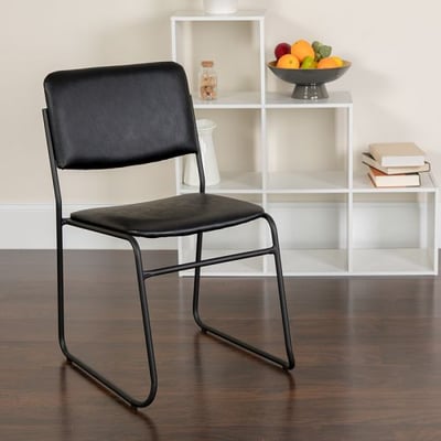 HERCULES Series 1000 lb. Capacity High Density Black Vinyl Stacking Chair with Sled Base