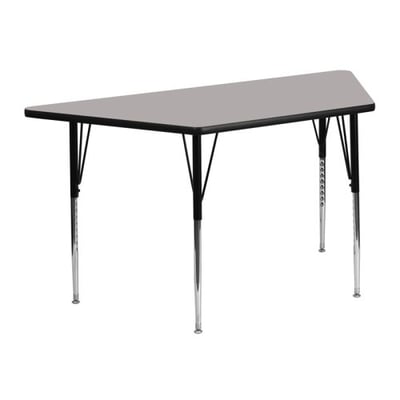 25''W x 45''L Trapezoid Grey HP Laminate Activity Table - Standard Height Adjustable Legs