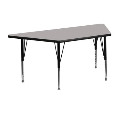 25''W x 45''L Trapezoid Grey HP Laminate Activity Table - Height Adjustable Short Legs