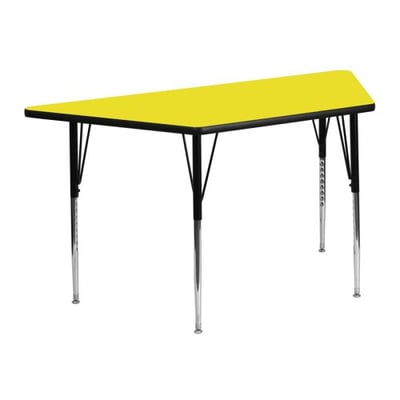 25''W x 45''L Trapezoid Yellow HP Laminate Activity Table - Standard Height Adjustable Legs