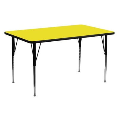 24''W x 60''L Rectangular Yellow HP Laminate Activity Table - Standard Height Adjustable Legs